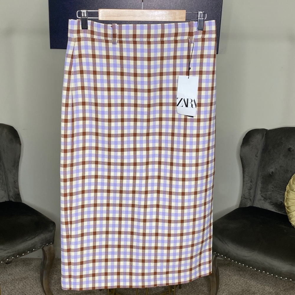Zara plaid pencil skirt